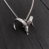 Bighorn Ram Skull Pendant Necklace - Solid Hand Cast Sterling Silver - Aries Sign Unisex Gift for Him or Her - Big Horn Sheep jewelry