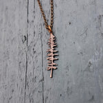 Spruce Tree Silhouette Sitka Charm Pendant Necklace Solid Cast Jeweler's Bronze - Moon Raven Designs