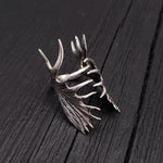 Moose Antler Wrap Ring Solid Cast 925 Sterling Silver - Moon Raven Designs