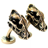 Wolf Skull Cufflinks Bronze Wolf Skull Cuff Links Wolf Skull Jewelry Mens Accessories - Moon Raven Designs