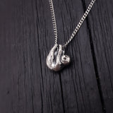 Baby Sloth Charm Pendant Necklace Solid Cast 925 Sterling Silver Three Dimensional Polished Oxidized Finish - Moon Raven Designs