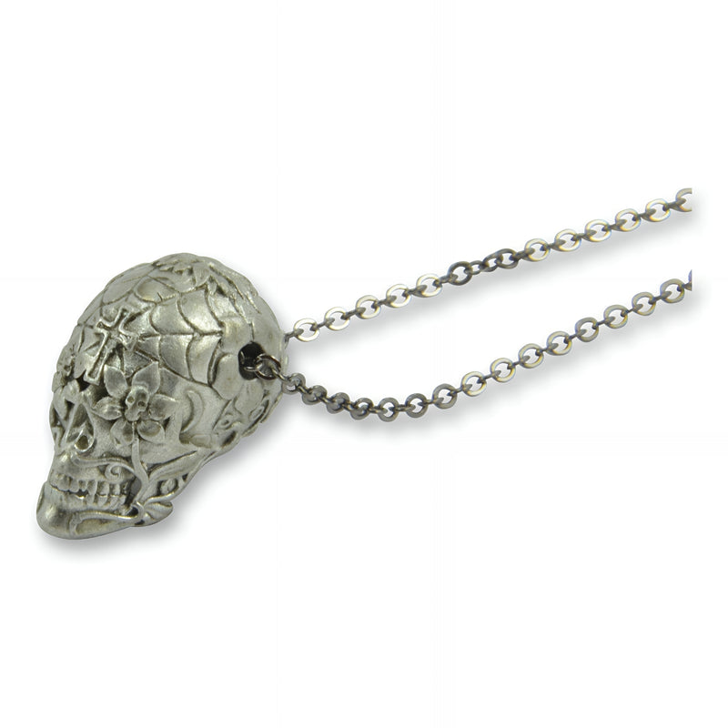 Sugar Skull  Necklace Day of the Dead Pendant - Moon Raven Designs
