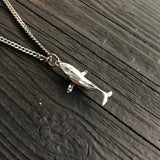 Breaching Humpback Whale Charm Pendant Necklace - Solid Hand Cast .925 Sterling Silver - Polished Finish - Jewelry Gift for Her
