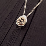 Dog Paw Print Tear Drop Cremation Ash Urn Necklace - Sold Bronze on Stainless Steel - Custom Engraved Personalised Mourning Pet Urn