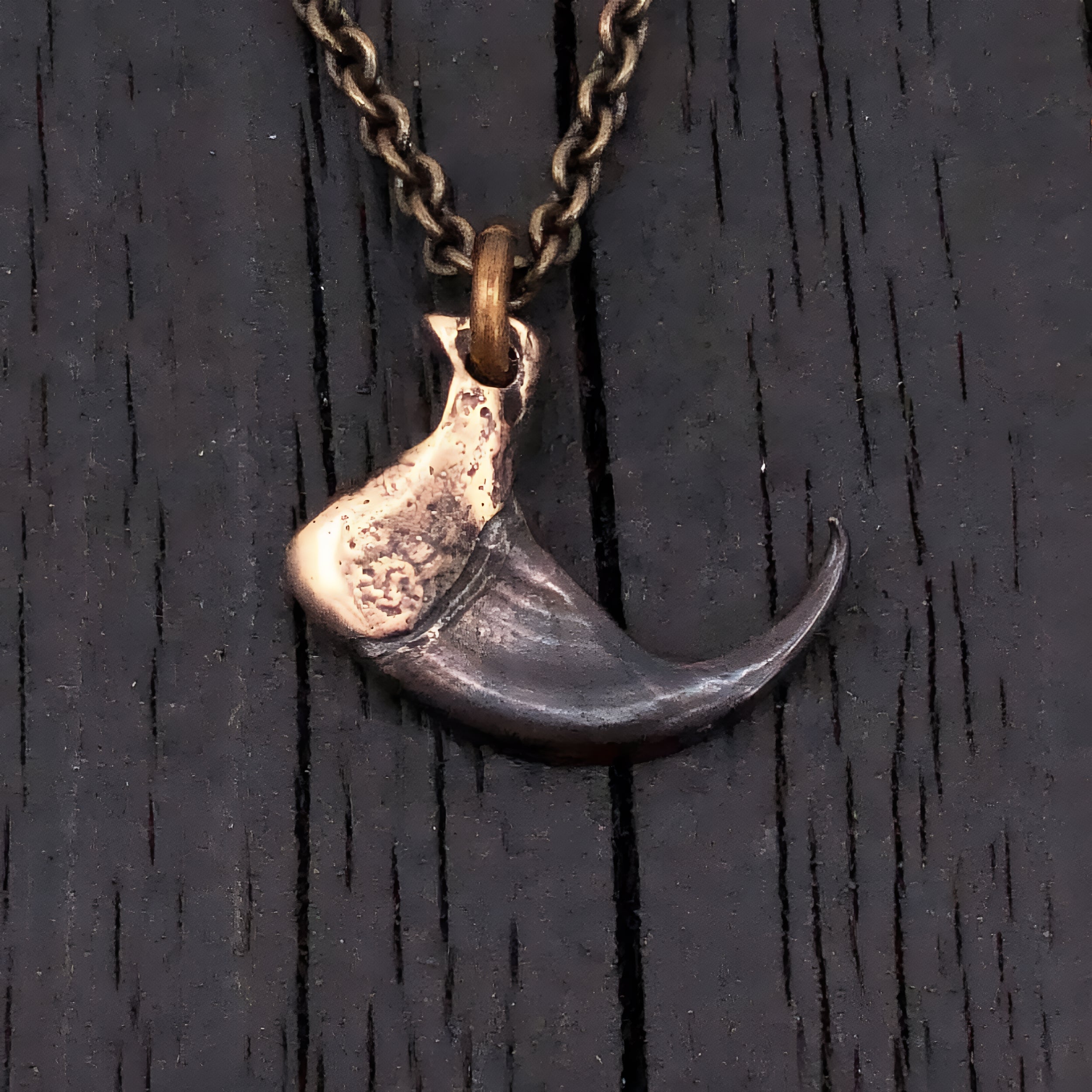 3D Bobcat Claw Pendant Necklace in Solid Silicon Bronze Detailed Casting with Two-Tone Finish