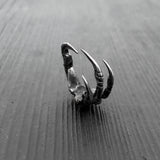 Raven Claw Talon Wrap Ring - Solid Hand Cast Silver Plated White Bronze - Crow Foot Statement Jewelry