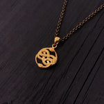 Mini Auryn Pendant Necklace 1/2" Gold Plated Stainless Steel Daily Wearable Fantasy Symbol with Entwined Serpents