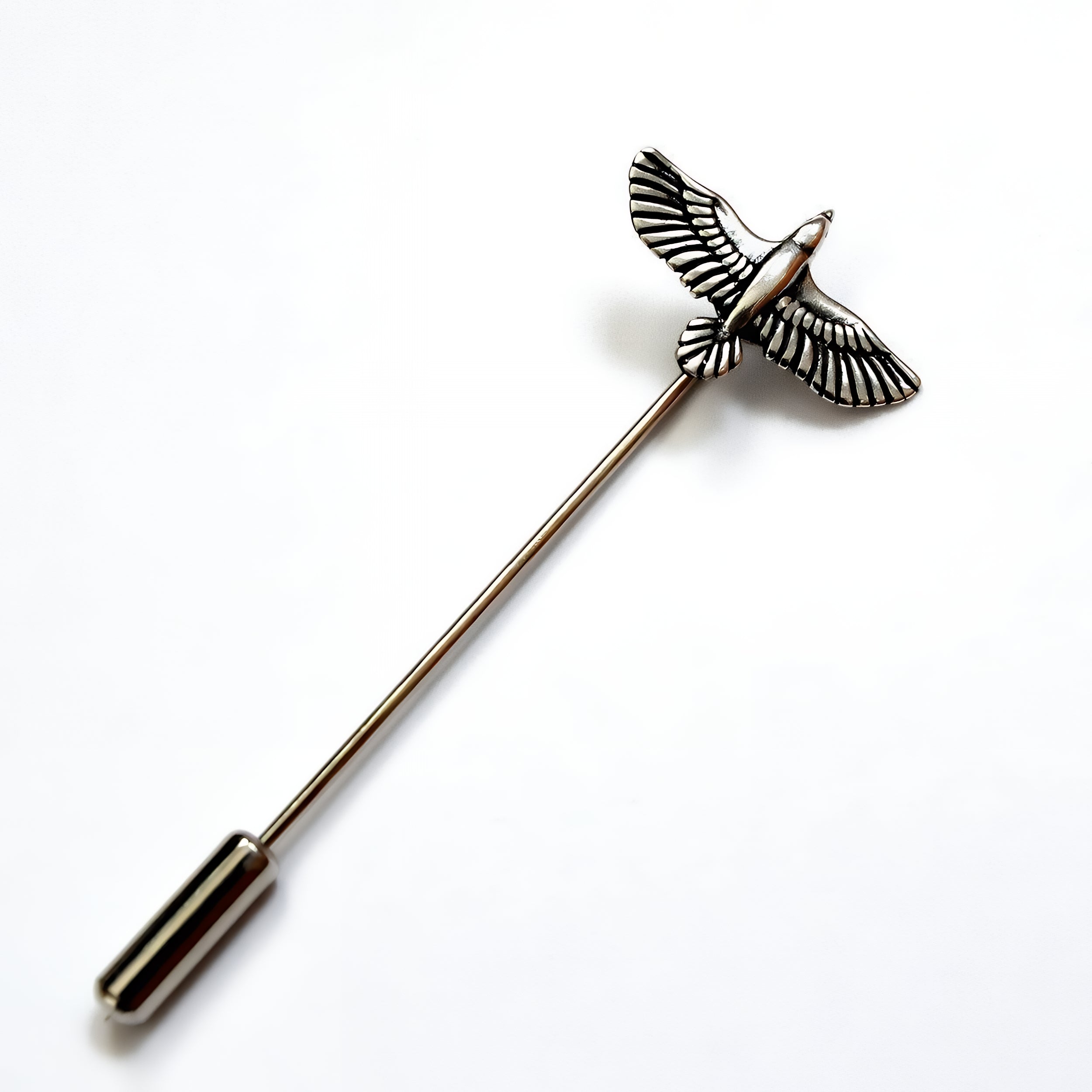Soaring Raven in Flight Ascot Stickpin - Moon Raven Designs