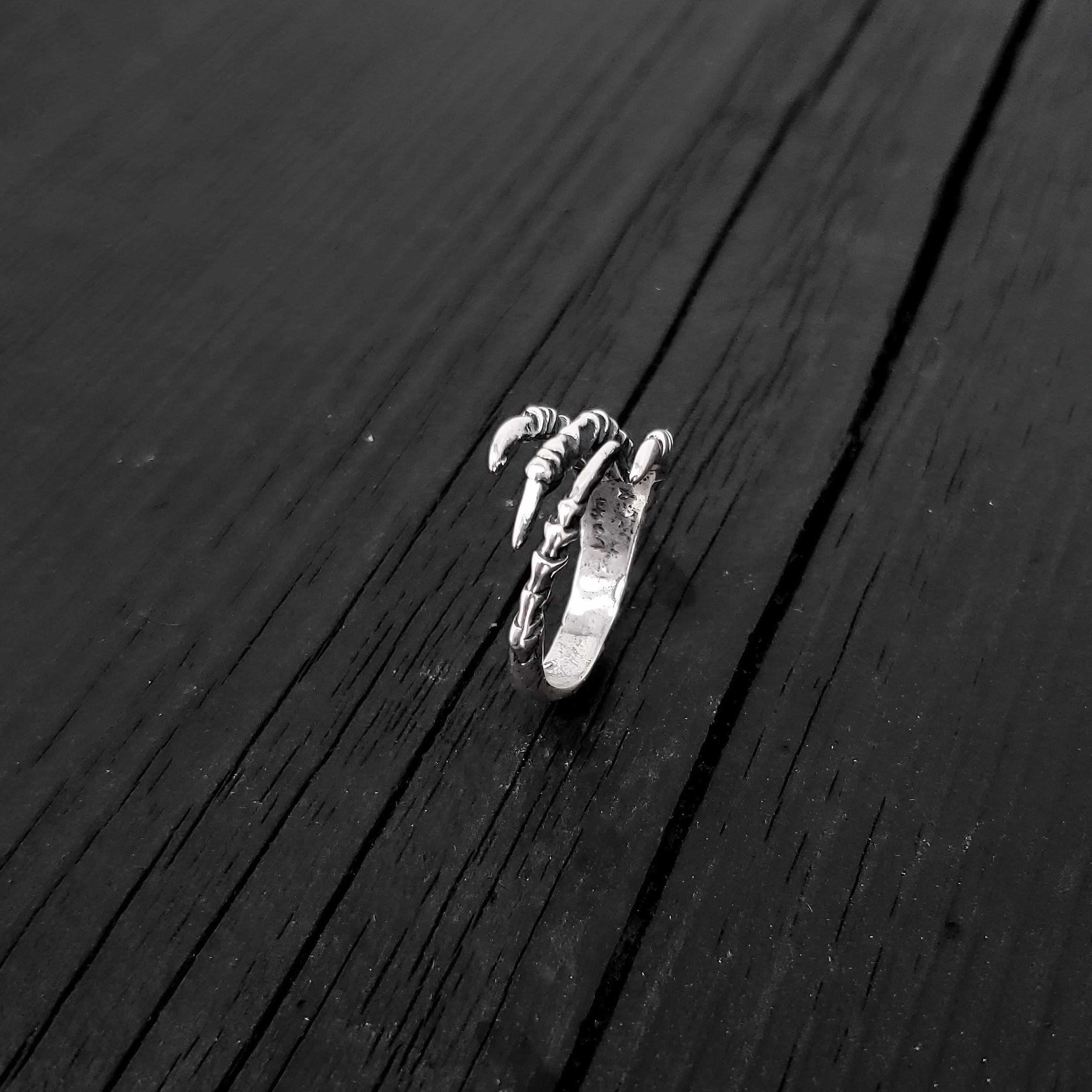 Bird Claw Talon Wrap Ring - Solid Hand Cast 925 Sterling Silver - Unique Statement Ring - Crow Raven Unisex Gift - Sizes 4.5 to 11