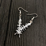 Silver Sitka Spruce Tree Silhouette Earrings  Solid Cast 925 Sterling Silver Polished Finish