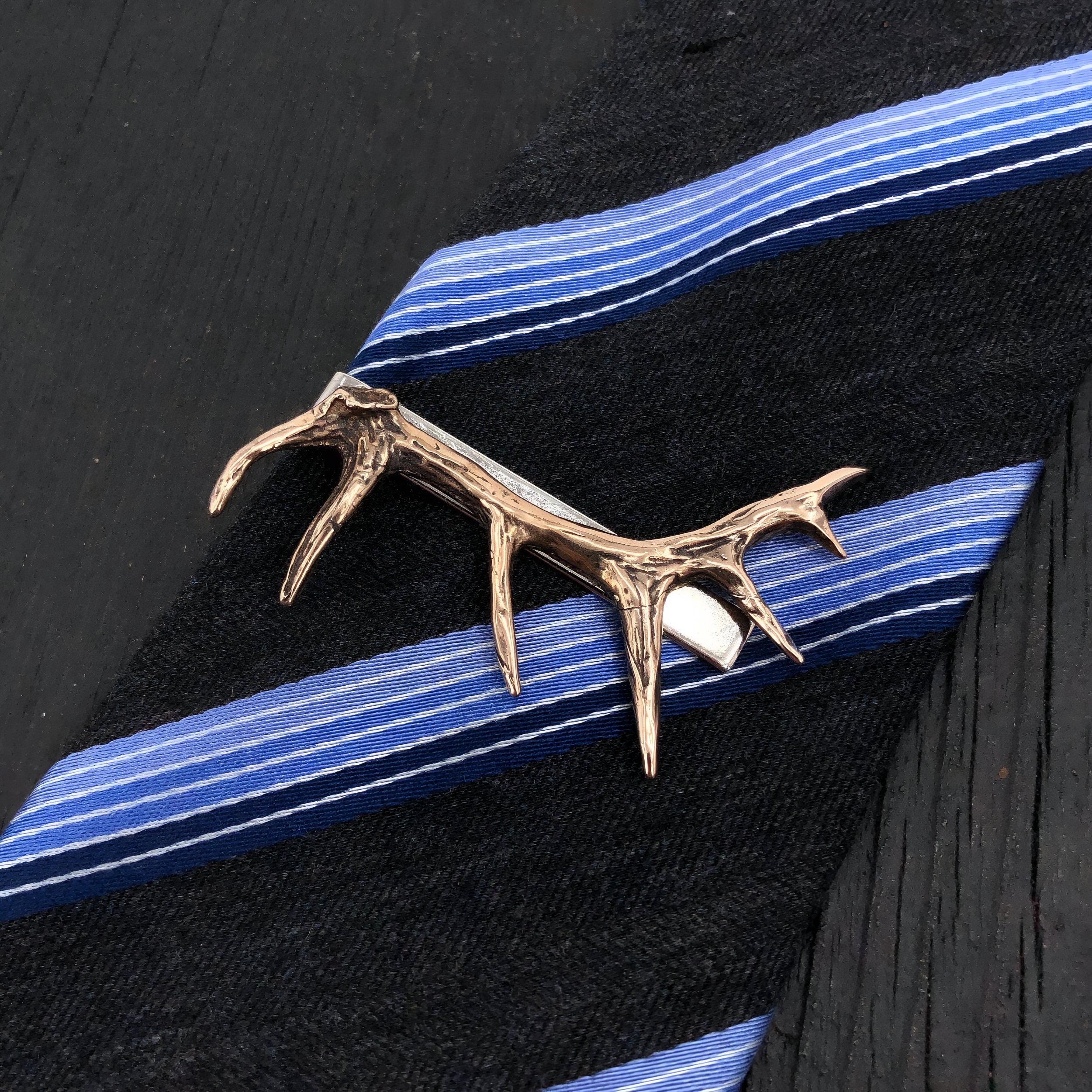 Elk Antler Tie Bar Bronze Elk Antler Tie Clasp Bronze Deer Antler