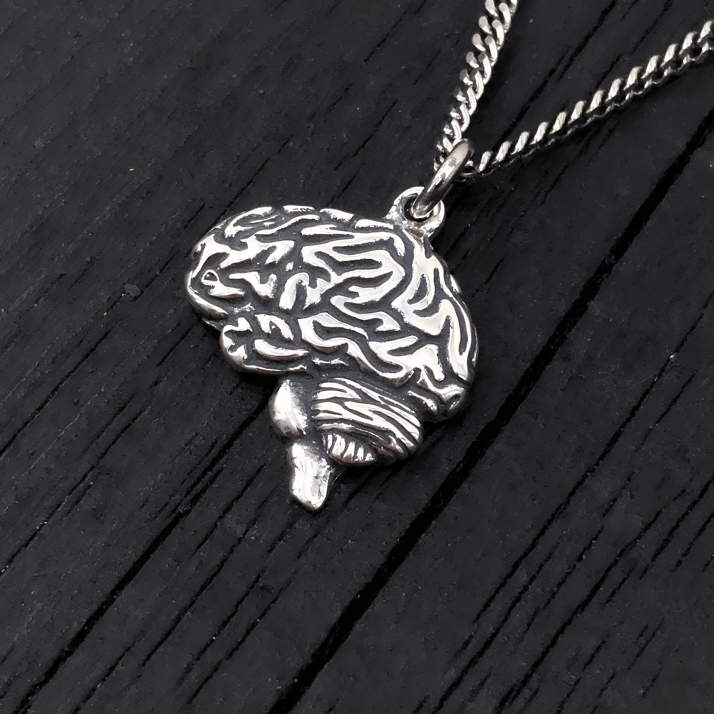 Brain Necklace Sterling Silver Anatomical Brain Neuro Jewelry Neurologist Gift Cerebral Cranium Medical Doctor Nurse Present Pendant