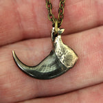 3D Bobcat Claw Pendant Necklace in Solid Silicon Bronze Detailed Casting with Two-Tone Finish