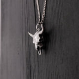 Solid Sterling Silver Bison Skull Necklace - Detailed Americana Jewelry - Unisex Statement Jewelry Gift