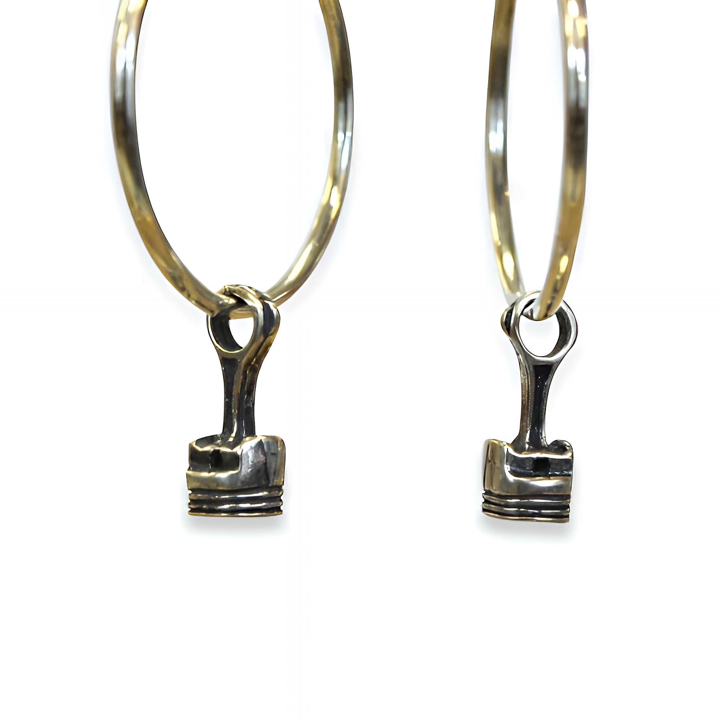 Piston And Rod Hoop Earrings - Moon Raven Designs