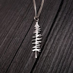 Silver Spruce Tree Silhouette Charm Sitka Pendant Necklace Solid Cast 925 Sterling Silver - Moon Raven Designs