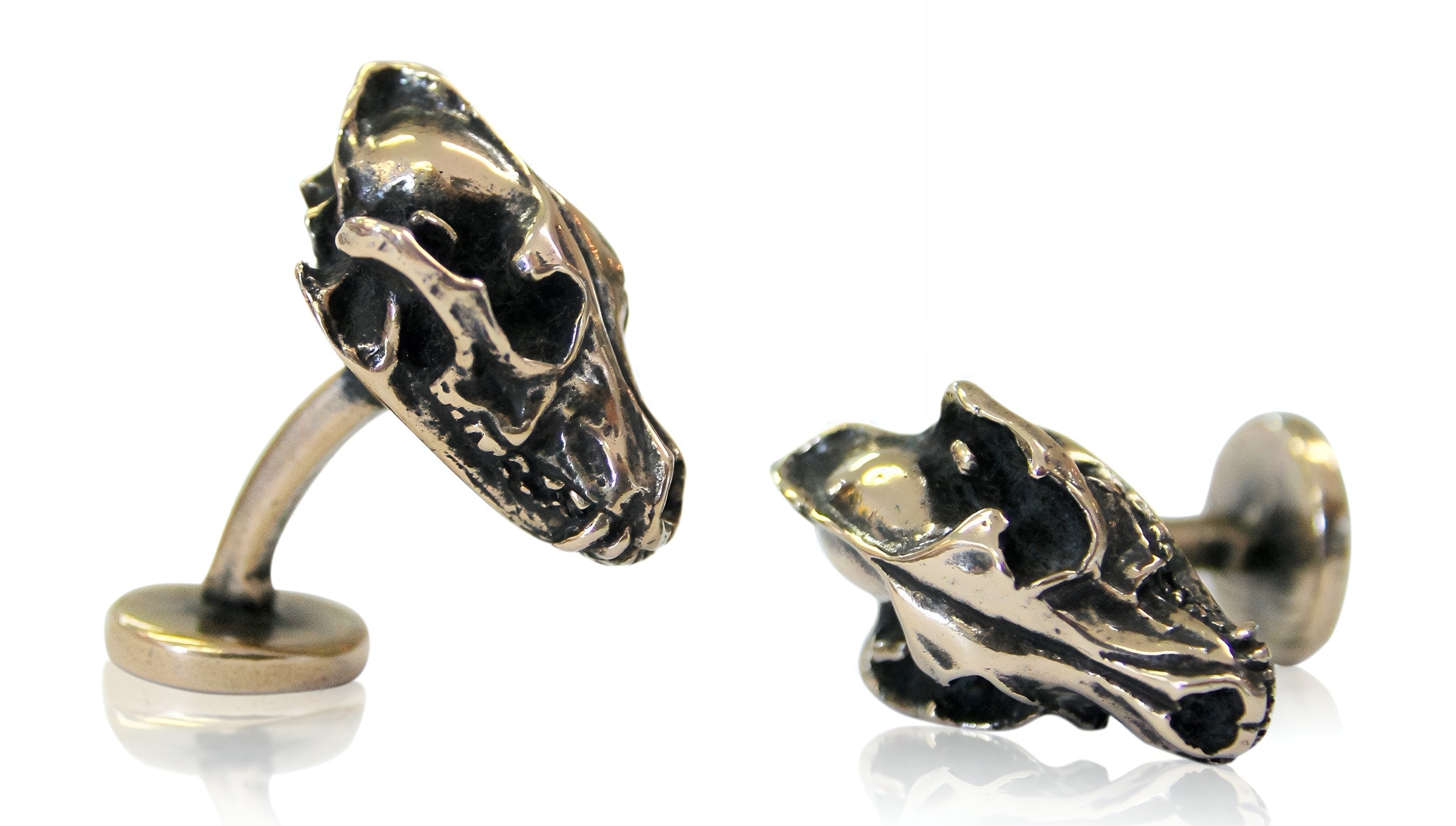 Wolf Skull Cufflinks Bronze Wolf Skull Cuff Links Wolf Skull Jewelry Mens Accessories - Moon Raven Designs