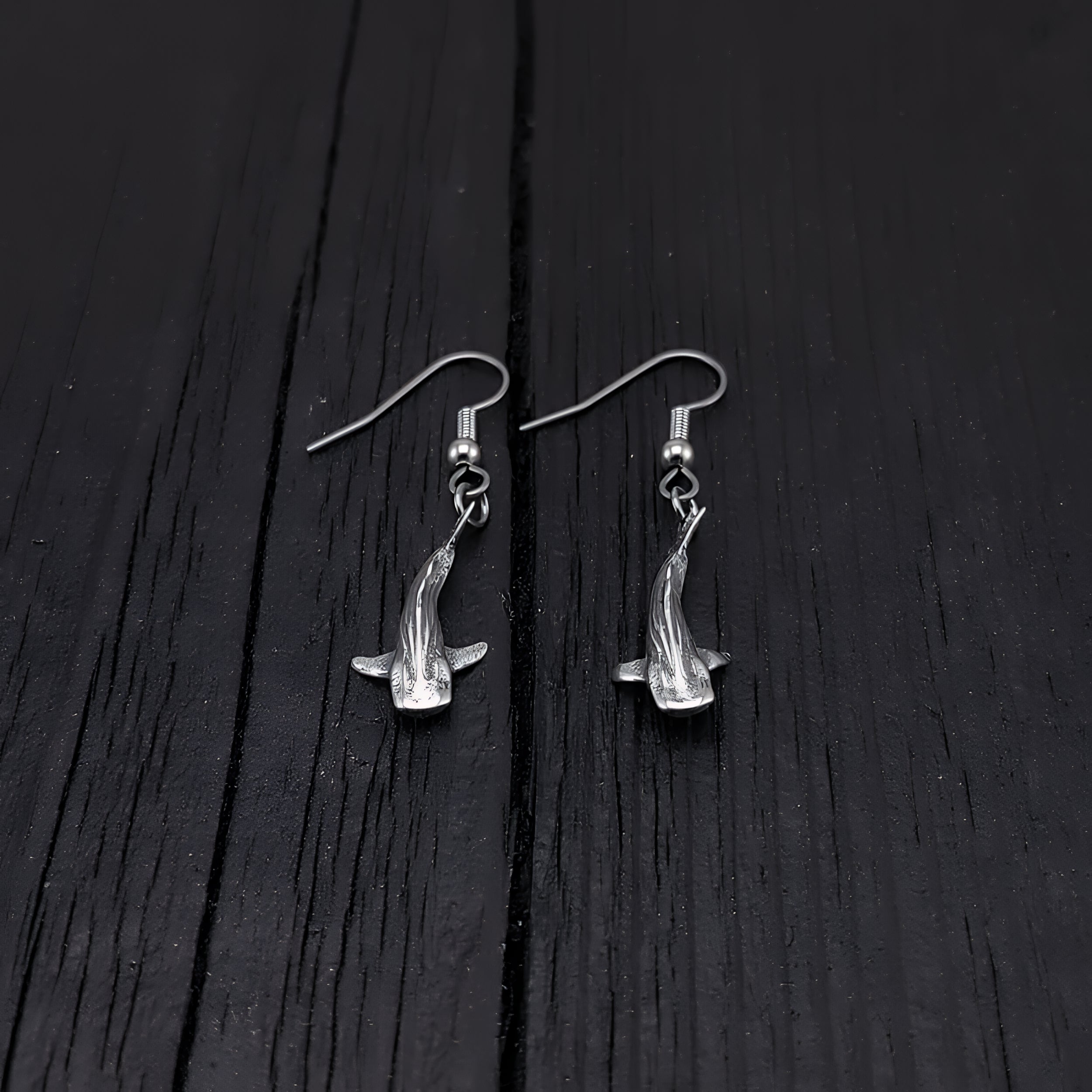Tiny Whale Shark Earrings - Solid 925 Sterling Silver - Moon Raven Designs