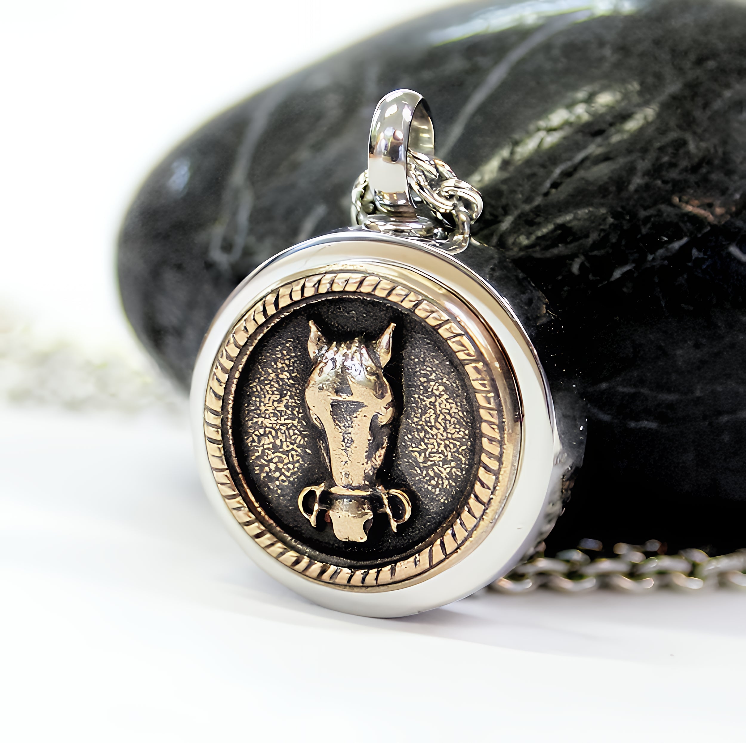 Horse Face Necklace Cremation Urn - Moon Raven Designs