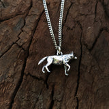 Sterling Silver 3D Grey Wolf Charm Pendant Necklace - Solid Hand Cast 925 - Wolf Jewelry Gift for Her - Multiple Chain Lengths Available