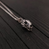 Cat Skull Pendant Necklace - Solid Hand Cast 925 Sterling Silver - Fully Articulated Jaw - Domestic House Cat Jewelry Gift
