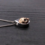 Human Skull Tear Drop Cremation Ash Urn Necklace - Bronze on Stainless Steel - Custom Engraved Personalized Mourning Urn