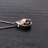 Human Skull Tear Drop Cremation Ash Urn Necklace - Bronze on Stainless Steel - Custom Engraved Personalized Mourning Urn