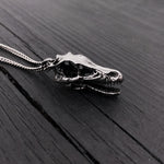 Silver necklace with detailed skull pendant, gothic style | Moon Raven