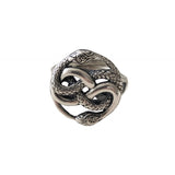 Auryn Snake Ring - .925 Sterling Silver - Polished Oxidized Finish - Adjustable Band - Ouroboros Neverending Story Jewelry Gift - Moon Raven Designs