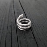 Colubrid Snake Wrap Ring - Solid Hand Cast 925 Sterling Silver - Oxidised Polished Finish - Sizes 4 to 11