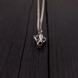Cat Skull Pendant Necklace - Solid Hand Cast 925 Sterling Silver - Fully Articulated Jaw - Domestic House Cat Jewelry Gift
