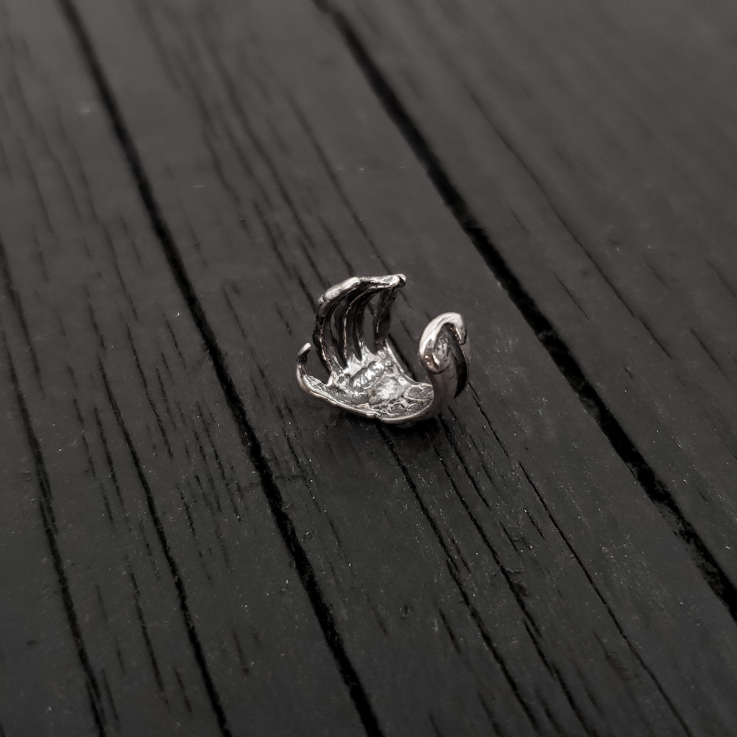 Skeleton Hand Ear Cuff - Solid Hand Cast Sterling Silver - Statement Ear Jewelry Gift for Him or Her