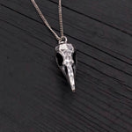 Faceted Raven Skull Necklace - Solid Hand Cast Silver Plated Bronze - Three Dimensional Detail Bird Skull - Multiple Chain Lengths