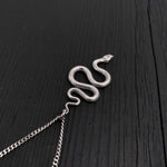 Viper Snake Pendant Necklace - Solid Hand Cast Sterling Silver - Polished Oxidized Finish - Multiple Chain Lengths - Serpent Jewelry