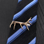 Elk Antler Tie Bar Bronze Elk Antler Tie Clasp Bronze Deer Antler