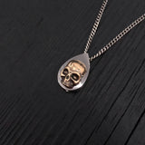 Human Skull Tear Drop Cremation Ash Urn Necklace - Bronze on Stainless Steel - Custom Engraved Personalized Mourning Urn