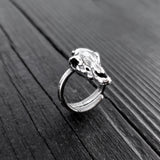 Horse Skull Ring - Solid Hand Cast Silver Plated Bronze - Oxidised Finish - Sizes 5 to 11 Available - Rare Unique Gift for Him or Her