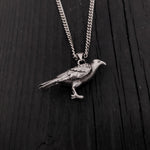Silver Standing Raven Necklace Charm Pendant in Solid Hand Cast 925 Sterling Silver - Standing Crow Bird Unisex Nature Jewelry Gift
