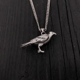 Silver Standing Raven Necklace Charm Pendant in Solid Hand Cast 925 Sterling Silver - Standing Crow Bird Unisex Nature Jewelry Gift