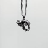 Sabre Tooth Animal Skull Charm Pendant Necklace - Solid 925 Sterling Silver - Unisex Ice Age Smilodon Inspired Jewelry Gift