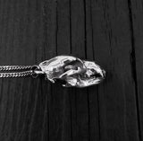 Grizzly Bear Skull Necklace - Solid Sterling Silver - Three Dimensional Detail - Polished Oxidized Finish - Multiple Chain Lengths