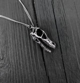 Black & white necklace photo with detailed skull pendant | Moon Raven