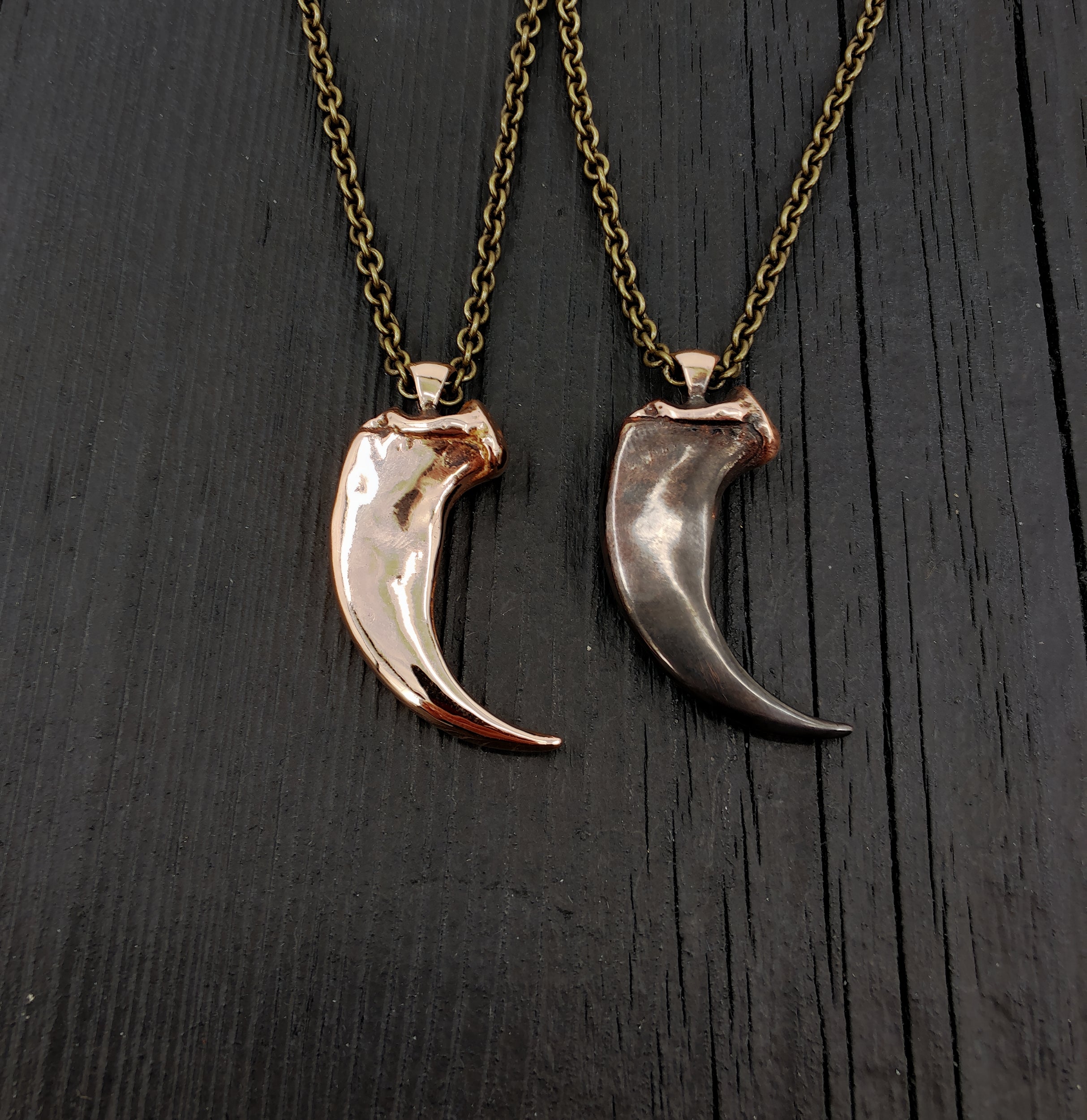 Two necklaces with large horn pendants, bold jewelry | Moon Raven