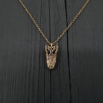 American Alligator Skull Pendant Necklace - Solid Hand Cast Jewelers Bronze - Polished Oxidised Finish - Multiple Chain Lengths Available