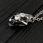 Faceted Bear Skull Necklace - Solid Hand Cast Silver Plated Bronze - Three Dimensional Detail Grizzly Skull - Multiple Chain Lengths