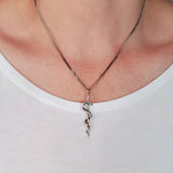 Rod Of Asclepius Pendant Necklace -Solid Hand Cast Bronze - Staff of Aesculapius - Medical First Responder Unisex Jewelry Gift