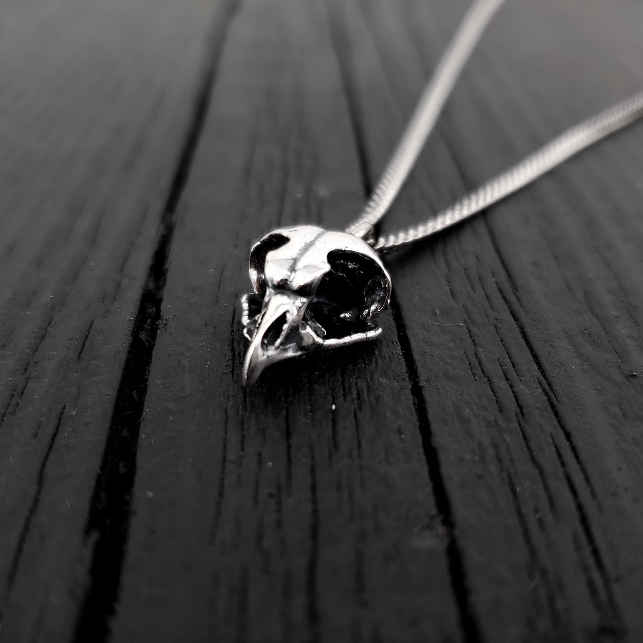 Owl Skull Charm Pendant Necklace - Solid Hand Cast 925 Sterling Silver - Polished Oxidized Finish - Multiple Chain Options - Unisex Owl Gift