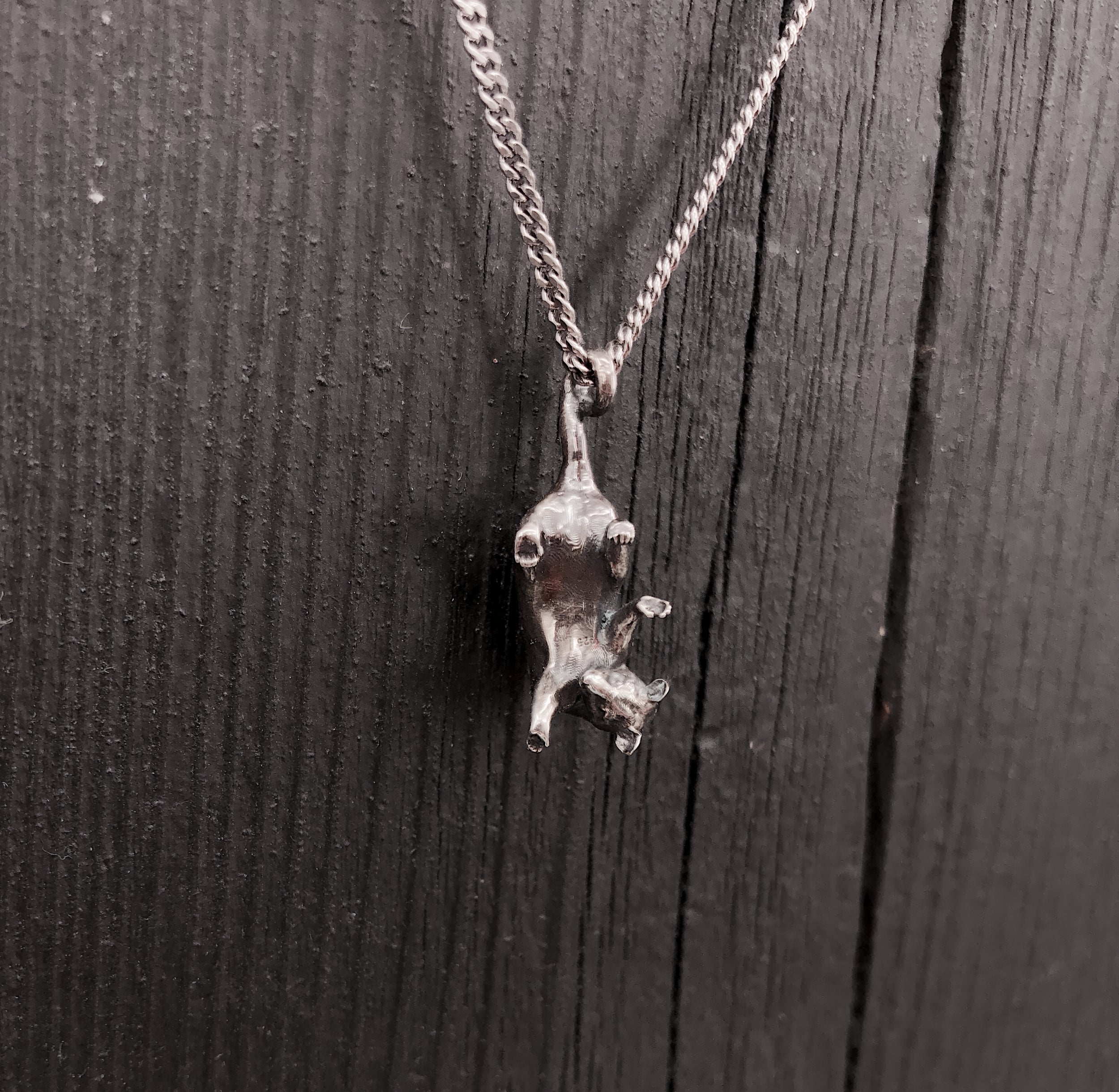 Hanging Baby Possum Pendant Necklace - Solid 925 Sterling Silver Multiple Chain Lengths Animal Jewelry Gift for Her