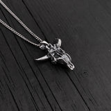 Solid Sterling Silver Bison Skull Necklace - Detailed Americana Jewelry - Unisex Statement Jewelry Gift