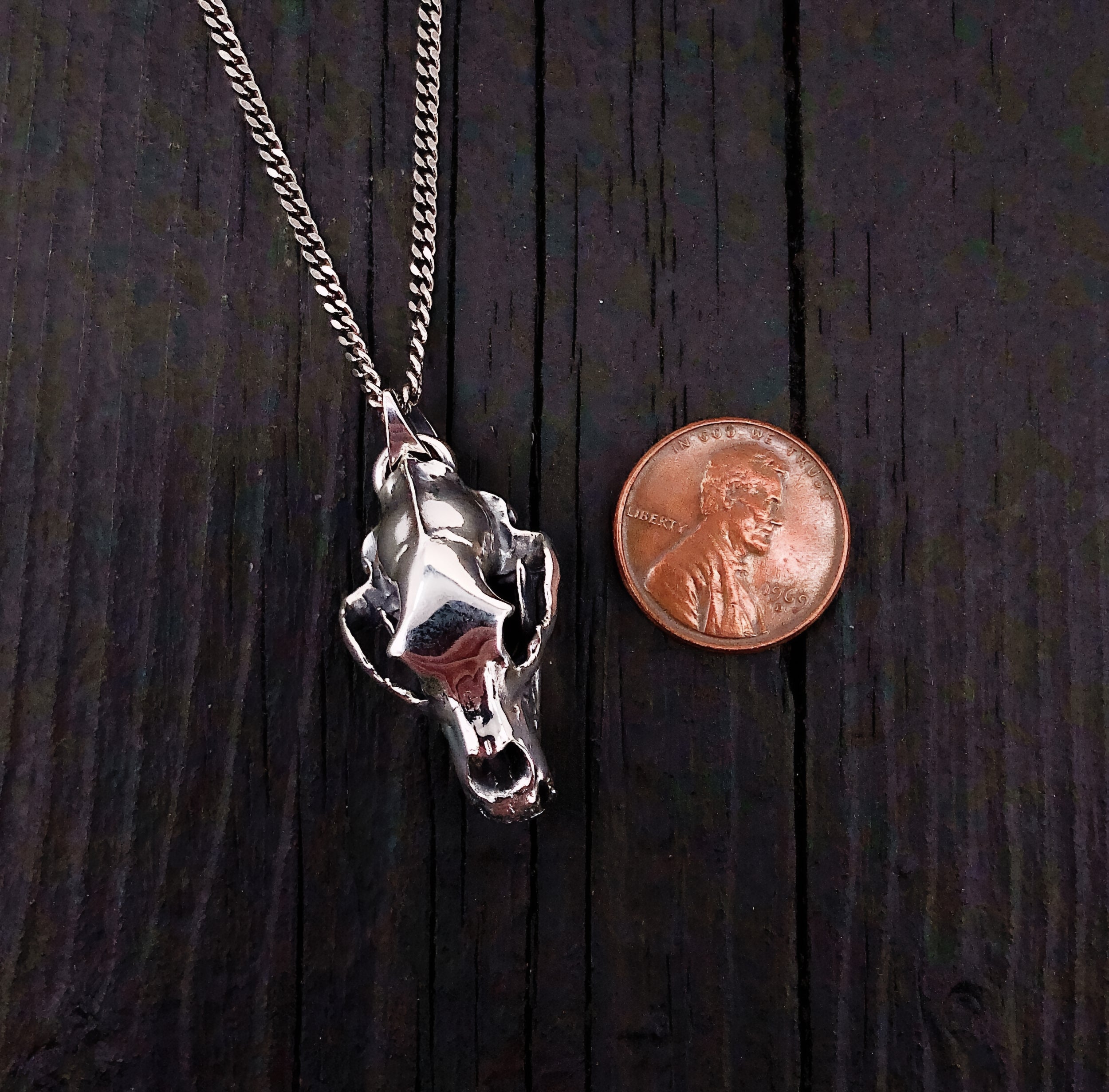Grizzly Bear Skull Necklace - Solid Sterling Silver - Three Dimensional Detail - Polished Oxidized Finish - Multiple Chain Lengths